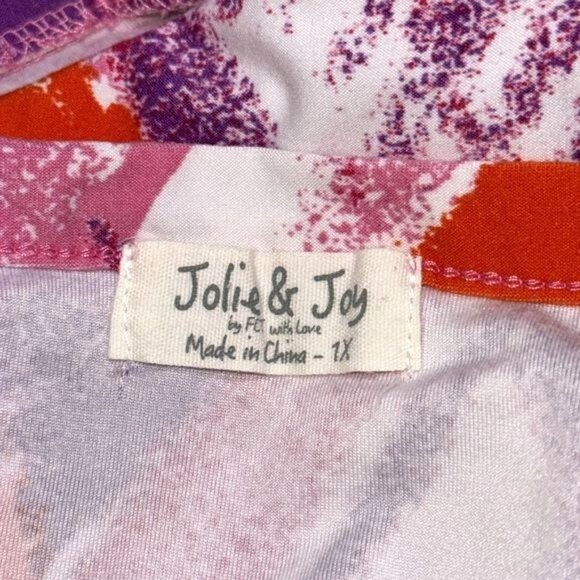 Jolie & Joy Womens 1X Abstract Print Top & Pants Set - Picture 3 of 12